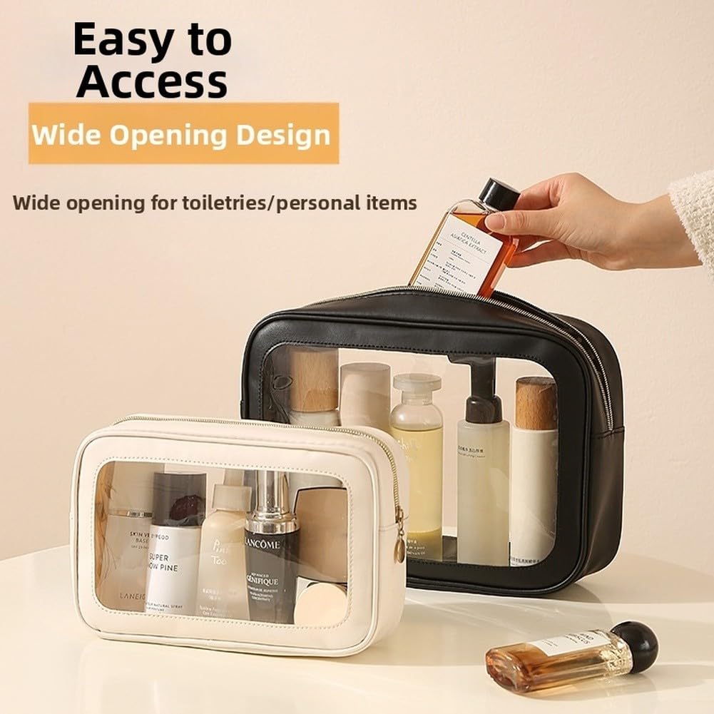 Neceser PVC Transparente Grande Impermeable Maquillaje(White In The Middle)