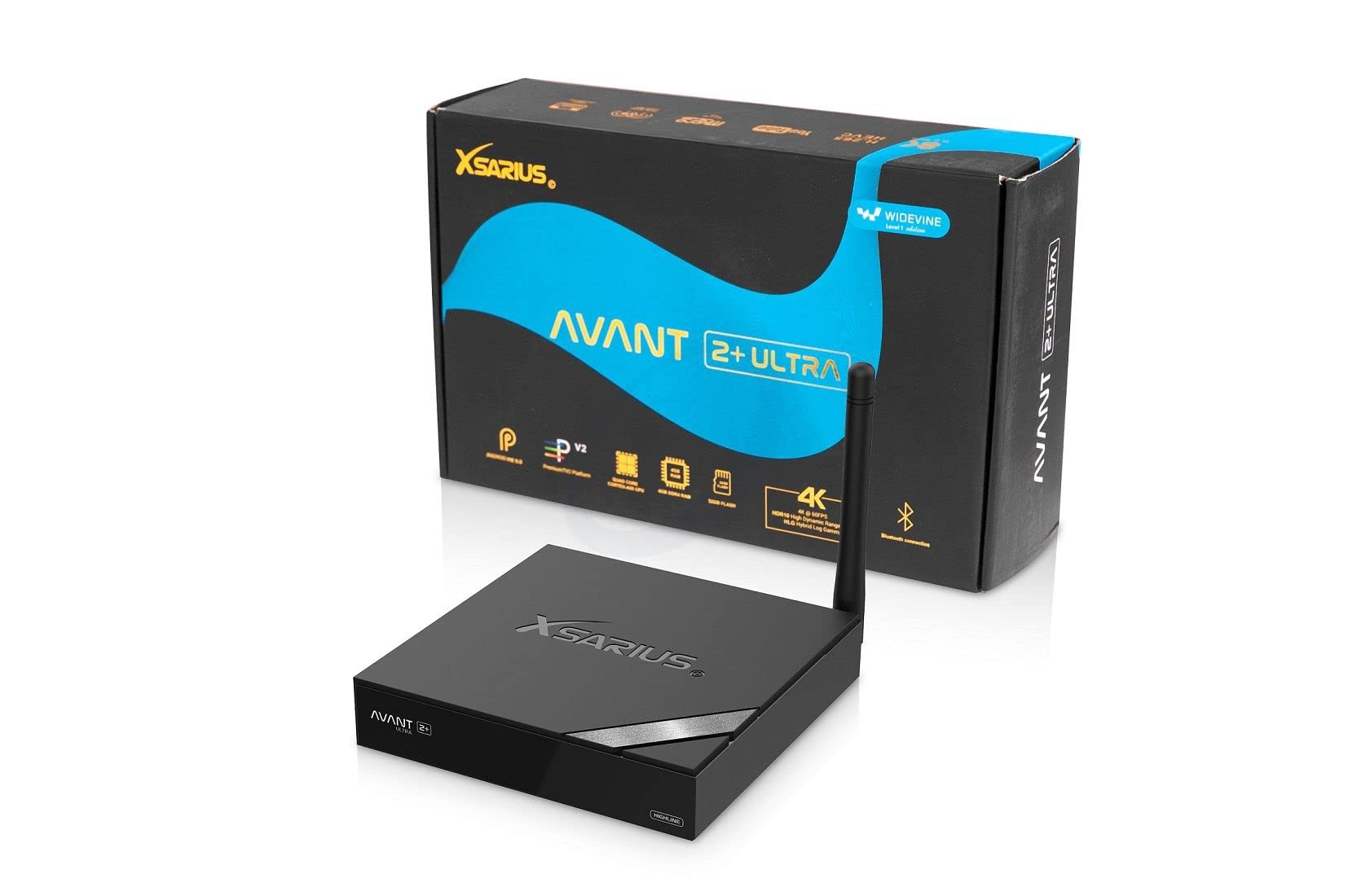 Xsarius Avant 2+ Ultra IP Receiver front view with antenna