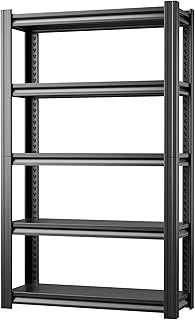 SUPEER Schwerlastregal Metall 198x120x45 cm mit 5 Verstellbaren Metallböden | Lagerregal für Keller & Werkstatt | Tragkraft bis 1200 kg | Schwarz