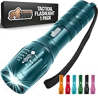 Vista 19 de Gorilla Grip Paquete de 2 linternas tácticas LED de mano, altos lúmenes, ultra brillantes, 5 modos, resistente al agua de larga duración, linternas