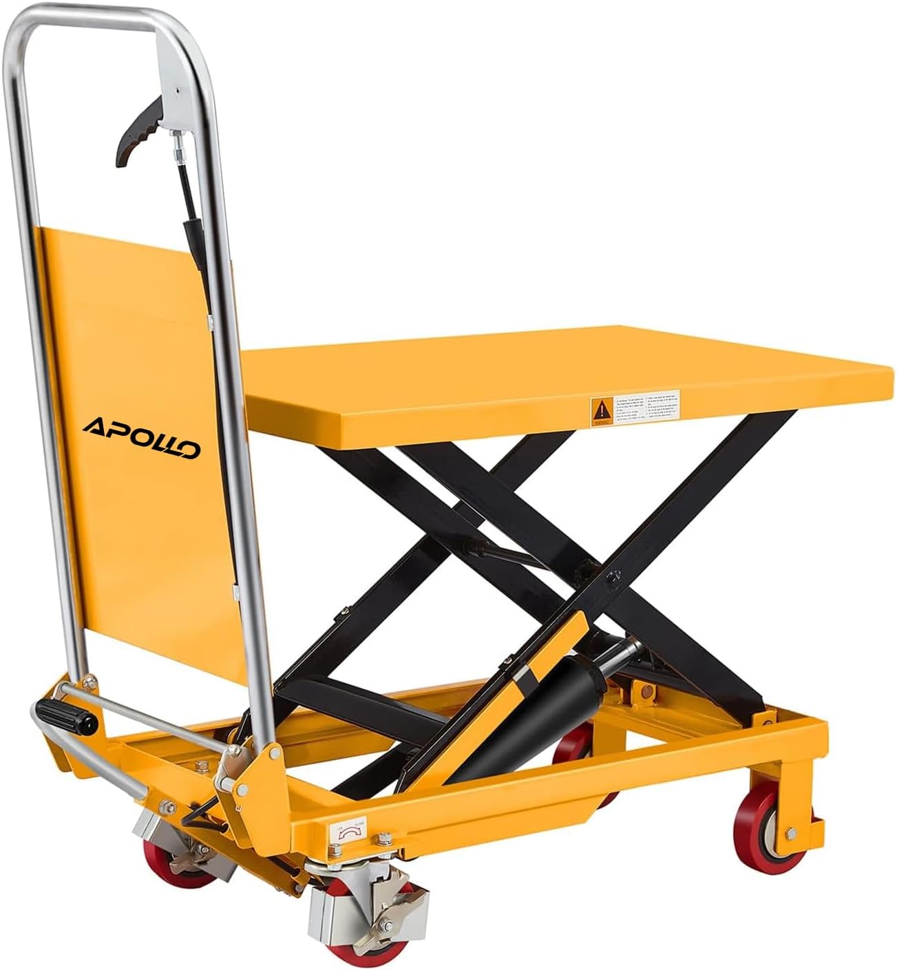 APOLLOLIFT Hydraulic Lift Table, 330lbs Capacity 29.1" Lifting Height, Single Scissor Lift Table Cart with 4 Wheels and Safety Back Guard for Material Handling and Transportation