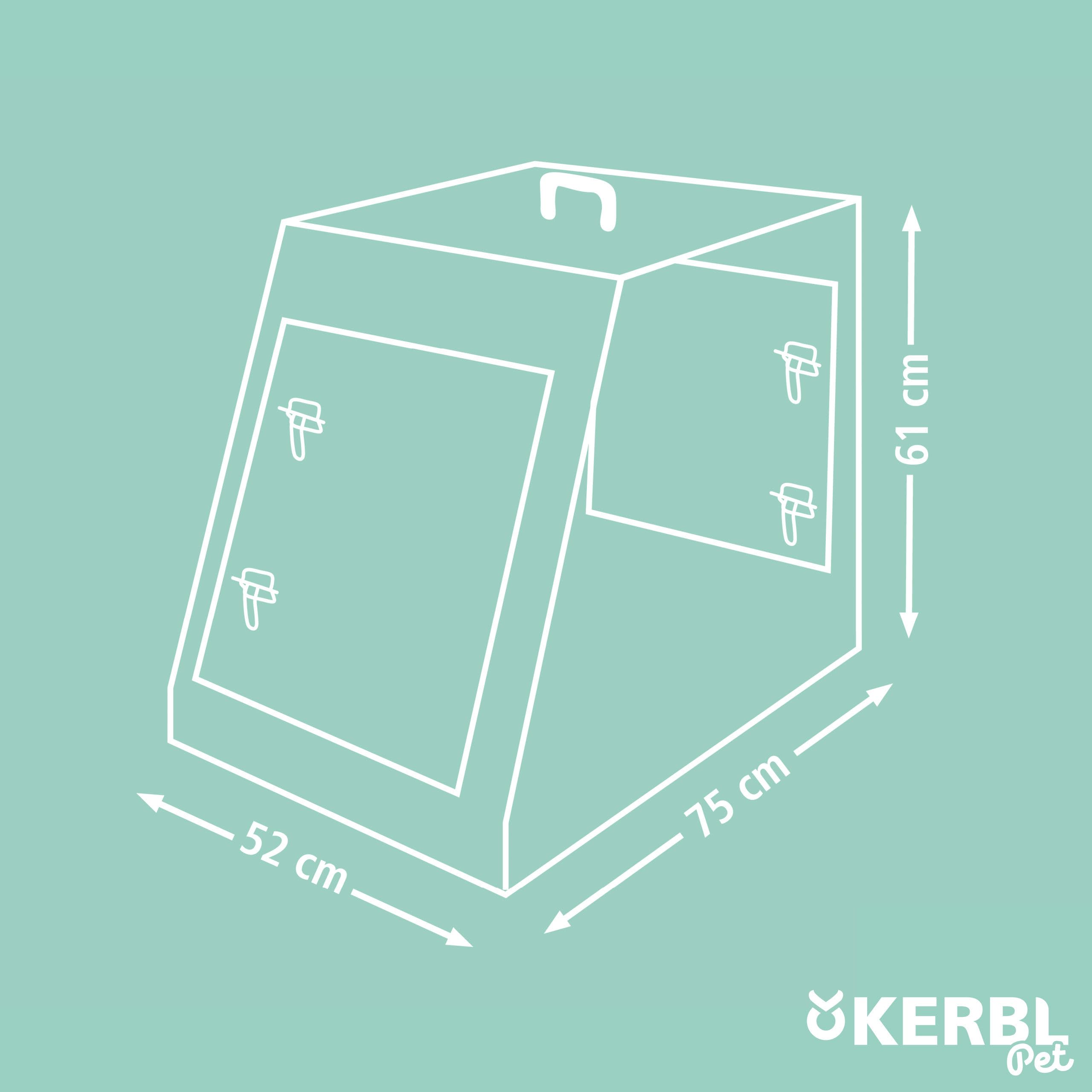Kerbl Pet Scatola di trasporto in rete metallica, trasportino per cani, nero, 75x52x61 cm, pieghevole, metallo, cani, con due porte, per viaggio o casa