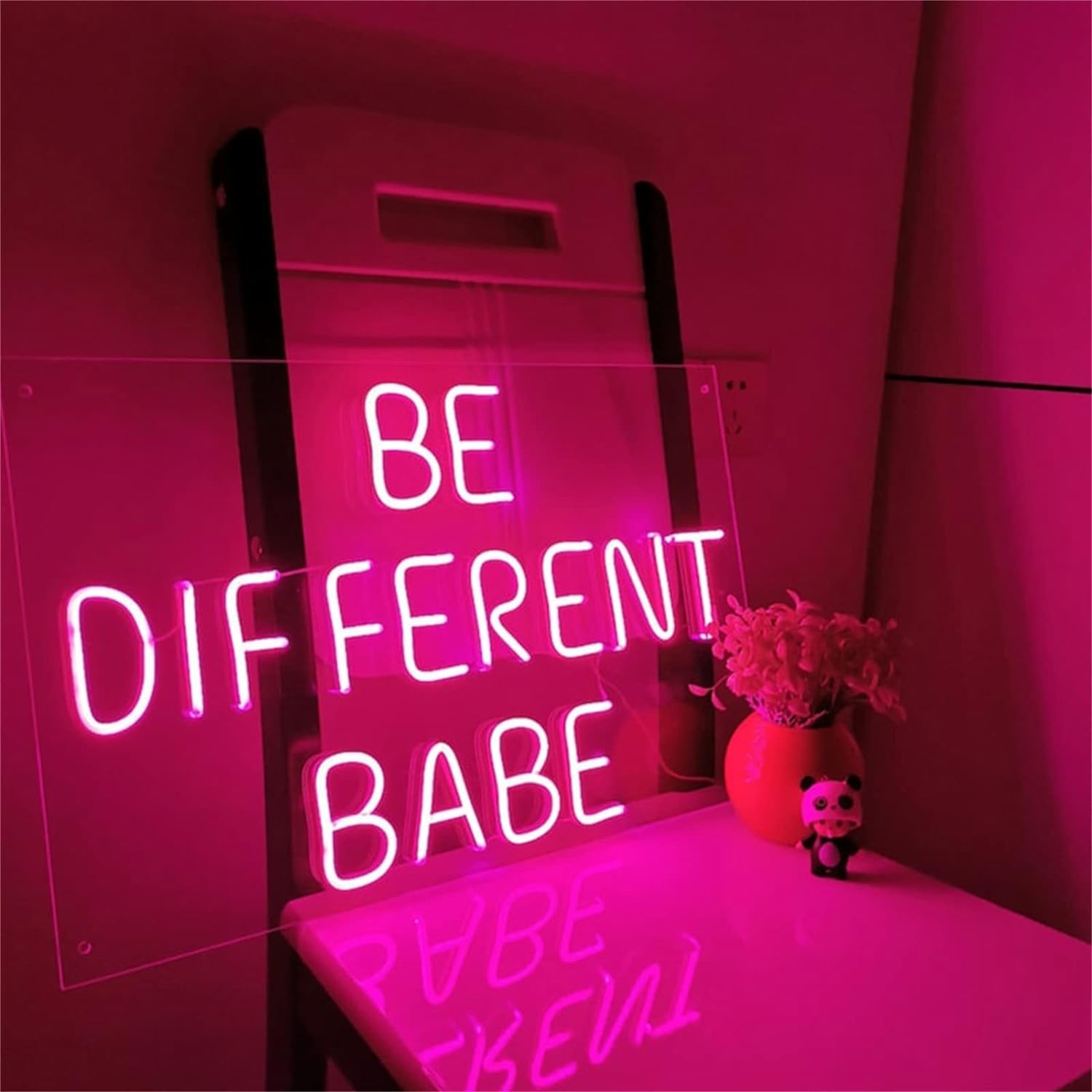 Neon LED dostosowana dekoracja sypialni różowy neon LED do montażu na ścianie akrylowy świecący w ciemności świecący w ciemności znak 55x35cm