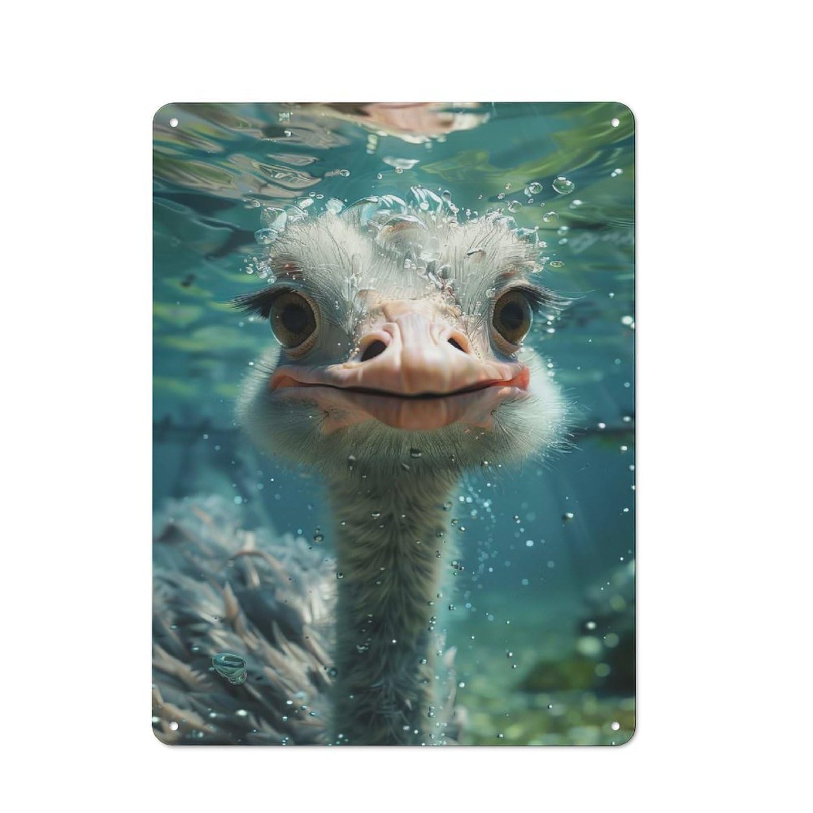 Ostrich Retro Metal Plaque 40x30cm for Lounge Or Reading Corner, for Vintage Wall Decor Fans, for Themed Room Decoration