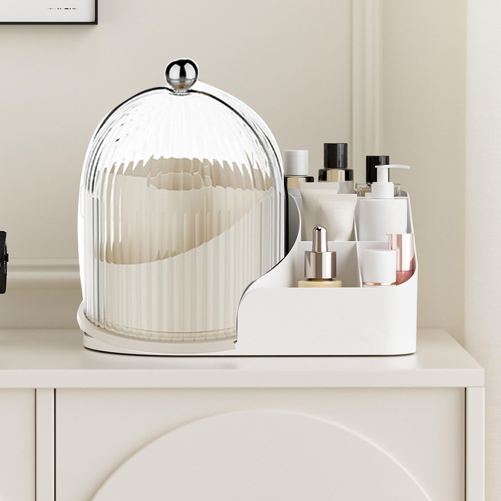 Porta pennelli per trucco con coperchio, Porta pennelli girevole a 360 gradi Organizzatore da scrivania Scatola portaoggetti da tavolo Conservazione per la cura della pelle