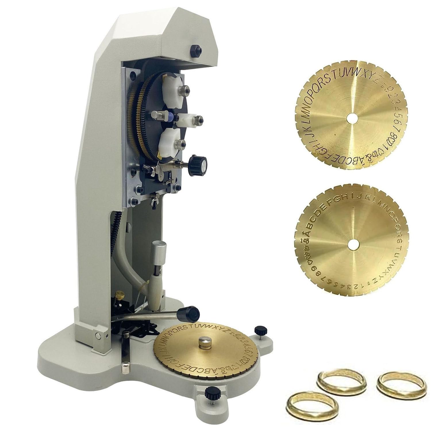 Ymnogjie Dual-Sided Dial Ring Engraved, Inside Ring Inner Engraving Machine with Alphabet Number Disc, 1.5mm to 2.0mm Character Block for Custom Ring Jewelry