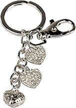 formano Porte-clés - Cœurs 10 cm - Métal argenté avec strass - Boîte cadeau - Pendentif à paillettes pour femme - Saint Valentin, fête des mères, anniversaire