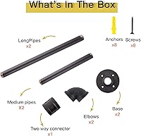 Vista 20 de Perchero de pared de 48 pulgadas, barra de ropa industrial de hierro con estante superior (tabla de madera no incluida)