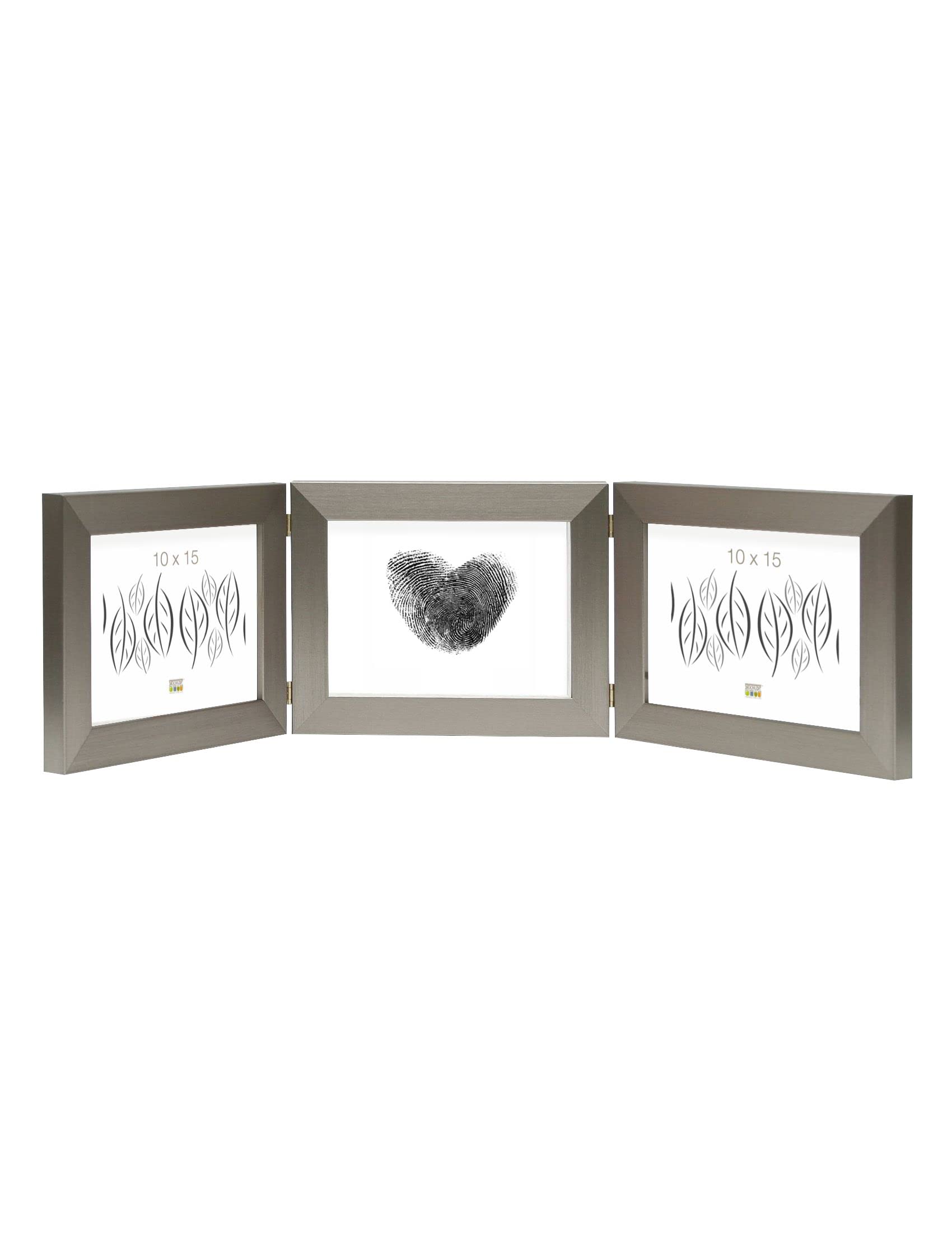 Deknudt Frames S41VD1-H3H-10.0X15.0 Bilderrahmen, aufklappbar, für 3 Fotos, Querformat, silberfarben 19,4 x 15,1 x 1,6 cm