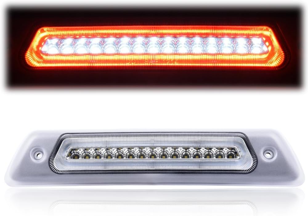 PIT66 LED 3rd Brake Light, Compatible with Ford F150 2009 2010 2011 2012 2013 2014 Rear High Mount Stop Parking Lights Assembly Third Brake Cargo Lamps Clear Housing Clear Lens