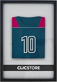 CLICSTORE, Moldura Caixa Alta 42x60 Decoração Camiseta Dobrada Futebol Volei Basquete Formatura Fundo MDF Branco Com Proteção Vidro