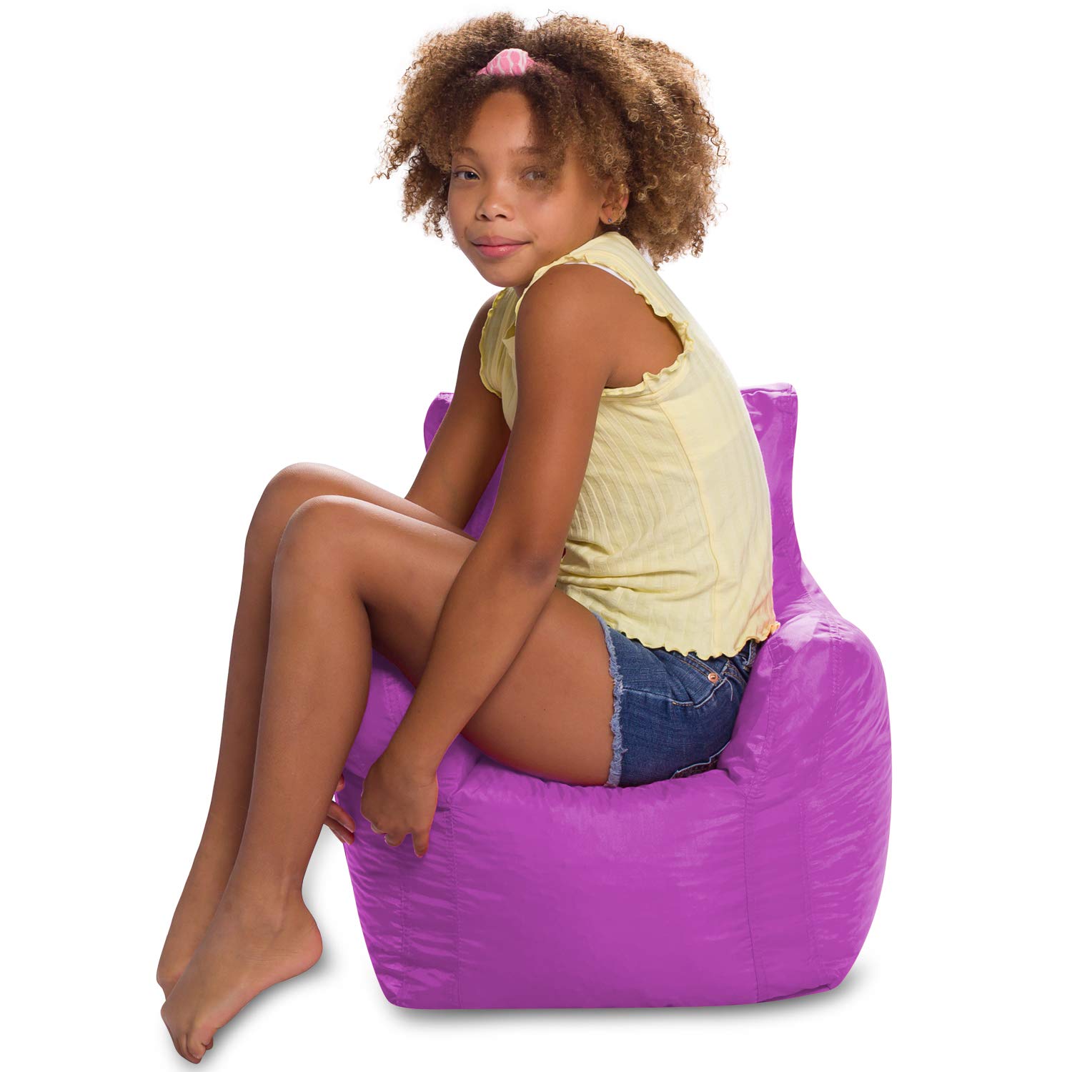Posh Creations Pasadena Bean Bag Toddlers and Kids, Comfy Chair for Children, Soft Nylon-Purple (XSCC-SX010)