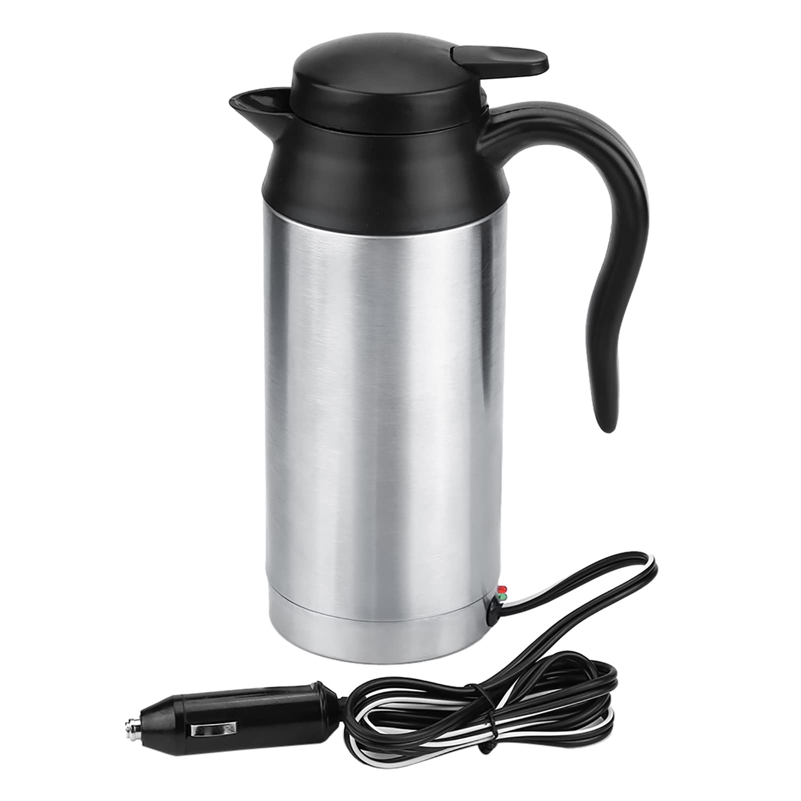 Wakects Bouilloire de Voyage 750ml pour Voiture en Acier Inoxydable, DC 12V 120W Allume Cigare Portable pour Eau Chaude, Café