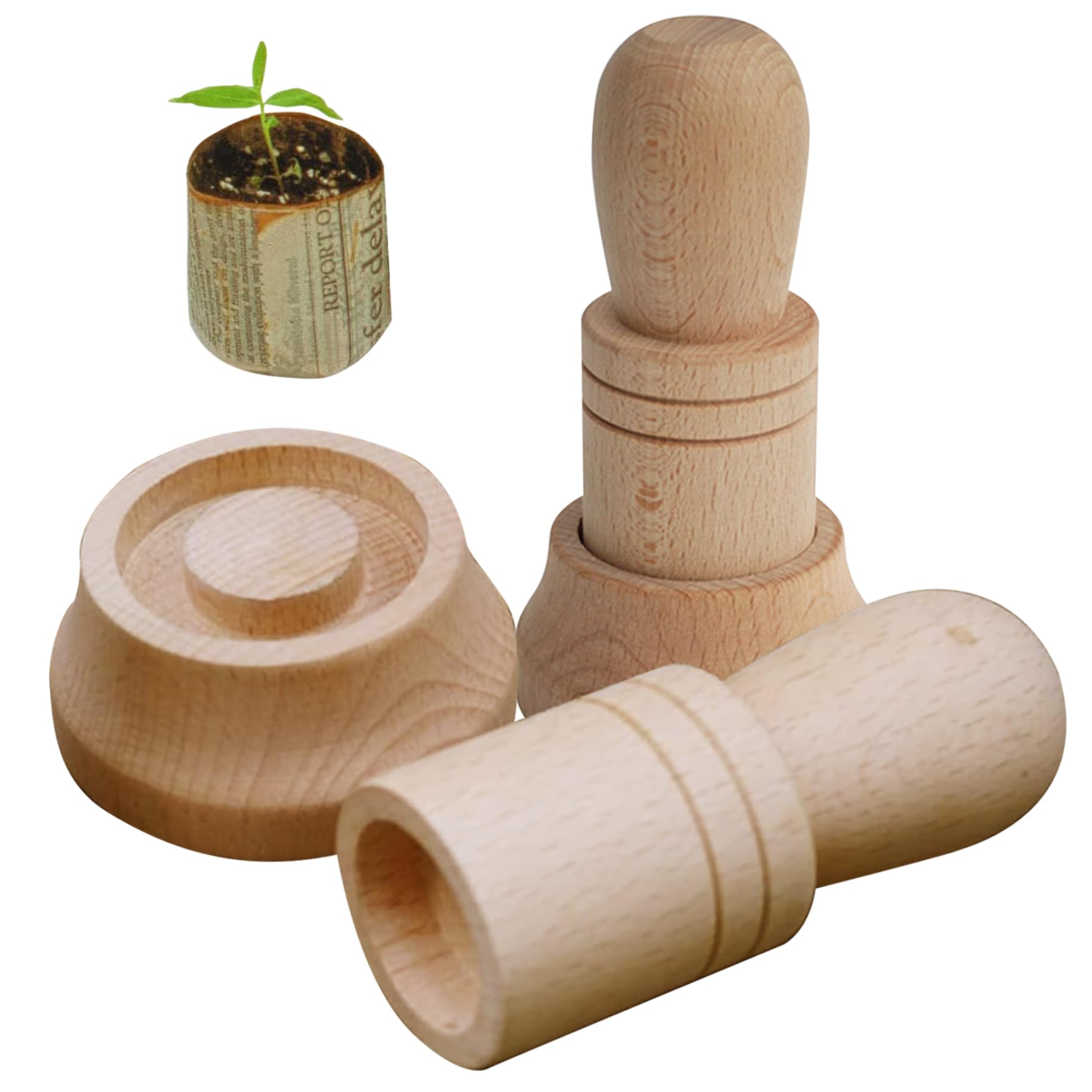 Macchina Per Vasetti Di Carta - Strumento In Legno Per Creare Vasi Da Giornali - Foto 2