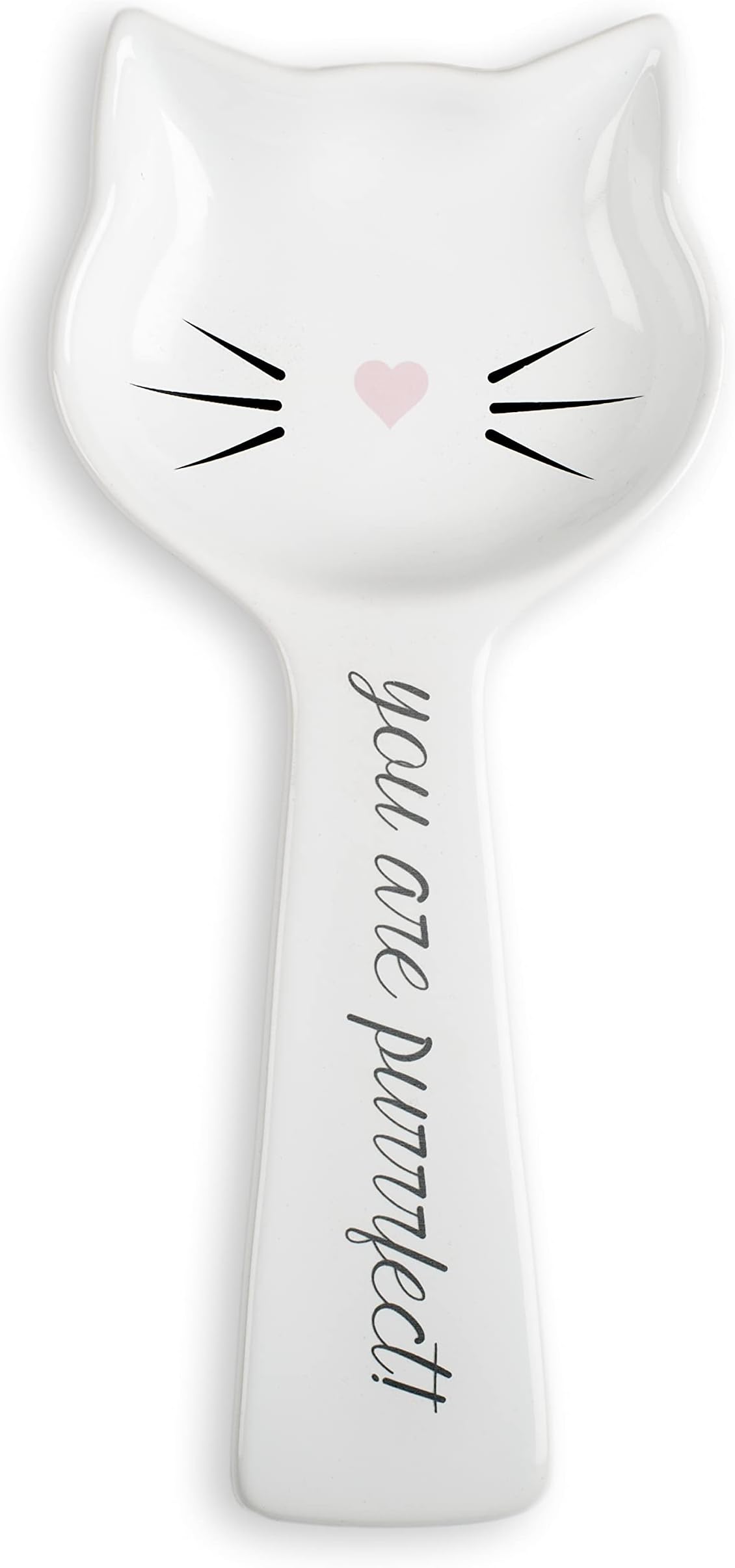 White Ceramic Cat Spoon Rest: Kitten Spoon Rest for Stove or Countertop - Cute Kitchen Accessory