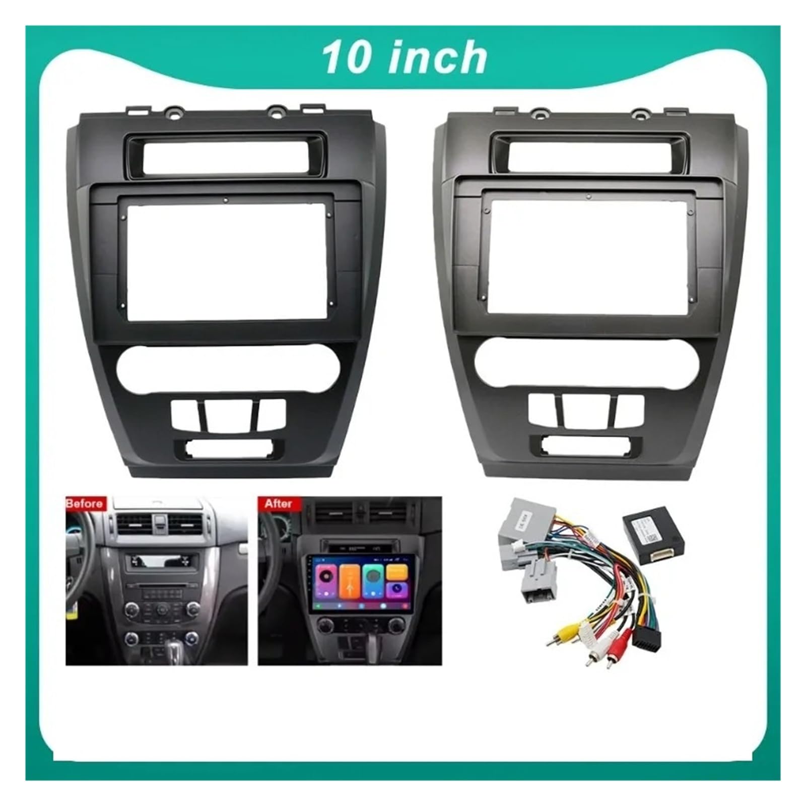 Mascherina Autoradio Cornice Stereo 10 Pollici per Ford per Fusion 2010 Autoradio Fascia Cornice 2DIN Stereo Pannello Cablaggio Cavo Alimentazione Adattatore Canbus Decodifica