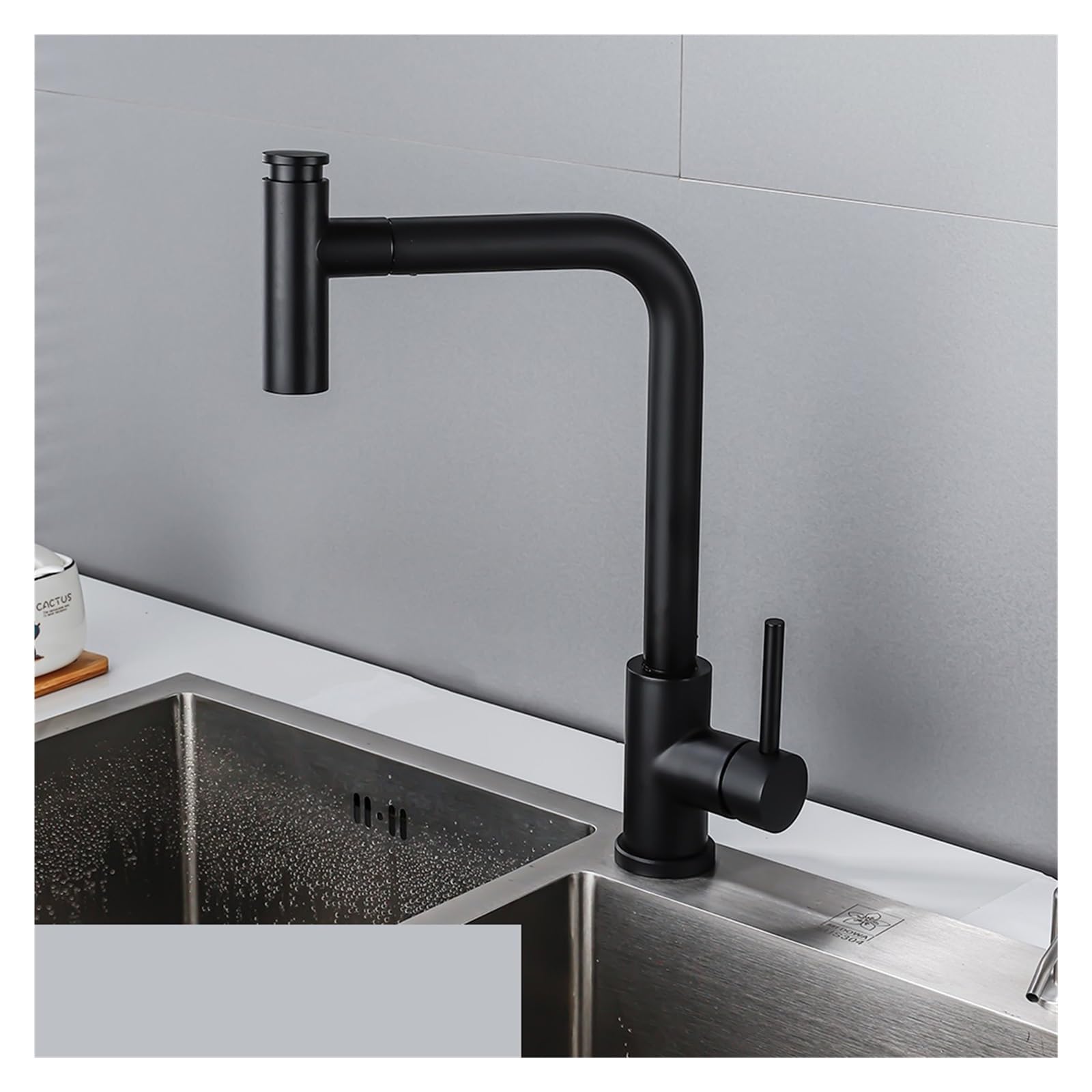 Robinet de cuisine tactile noir mat idéal pour évier moderne avec douchette deux voies
