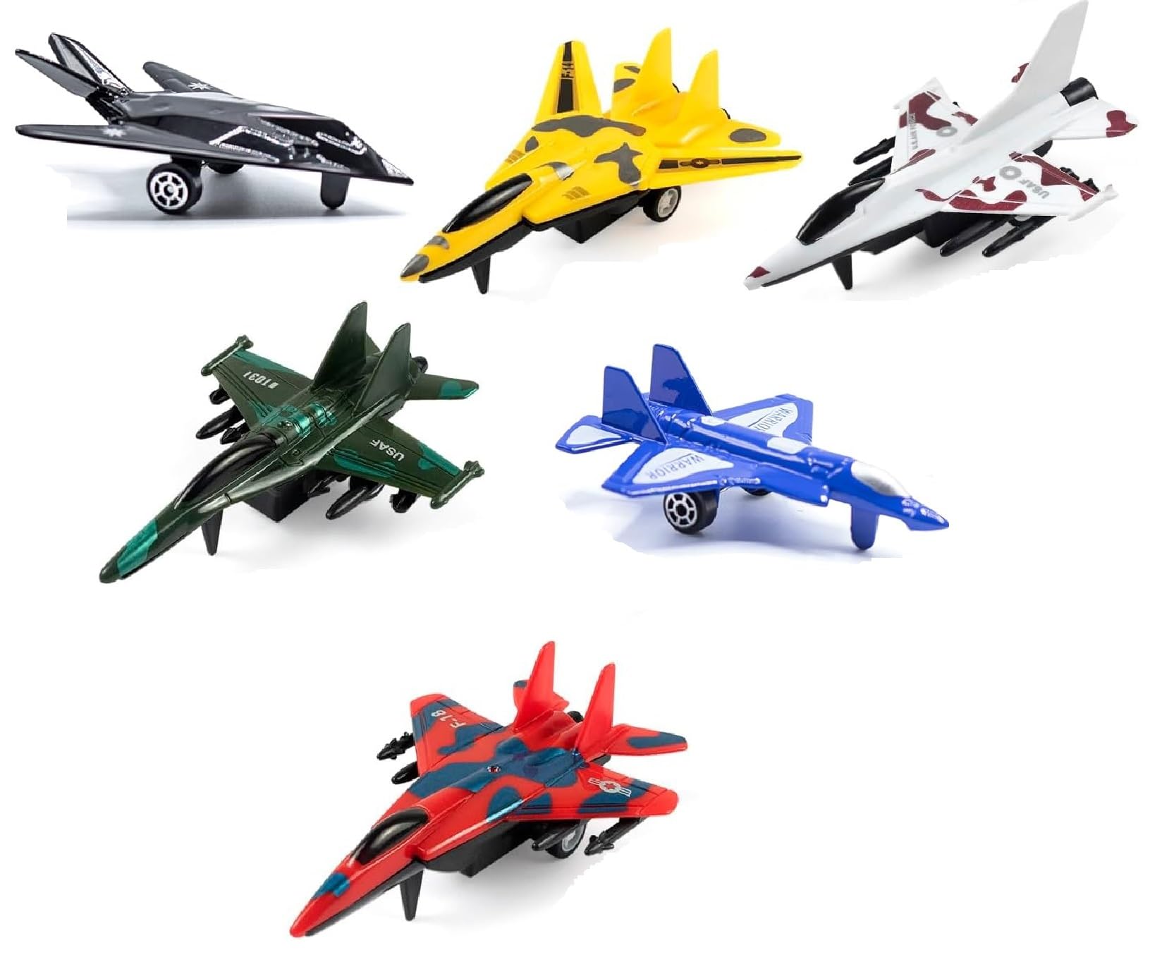 SUPER TOY 6 Pull Back Die Cast Airplane Toys for Kids, Fighter Jet Aeroplane Military Vehicle Toy for Boys Birthday Gift, Assorted Colours