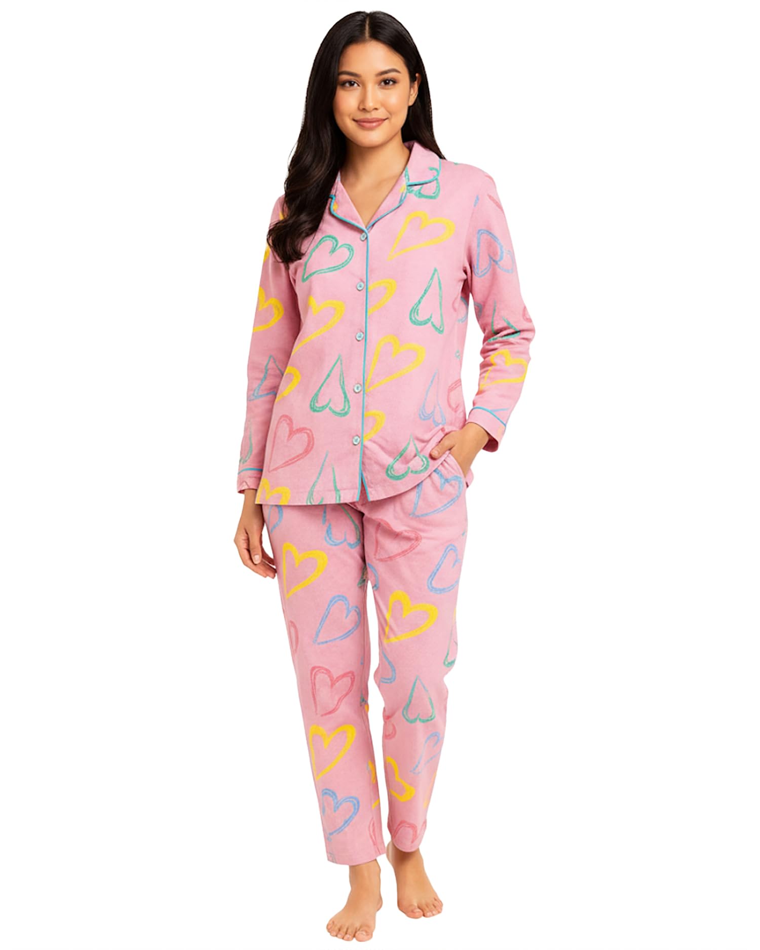 kuchipoo 100% Cotton Women's Night Suit Set – Soft & Breathable Printed Top and Pyjama Sleepwear-picture-28