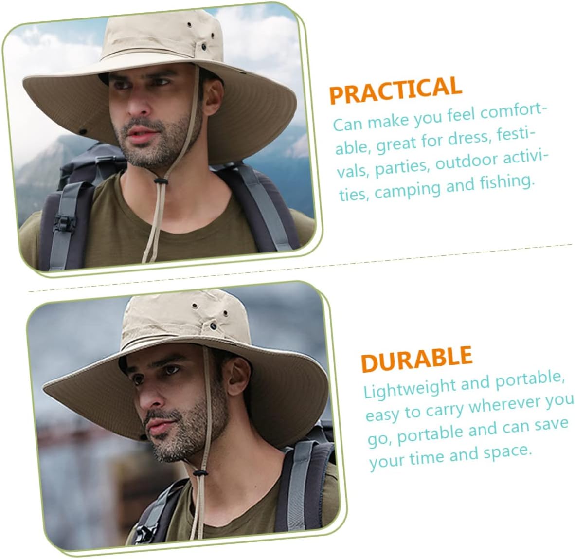 2pcs Wide Brim Sun Hat for Men and Women and Quick-Dry Fishing and Hiking Cap Breathable Outdoor Hat for Travel and Camping