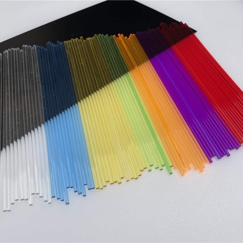 Okrągły pręt akrylowy, Okrągłe pręty akrylowe Wielokolorowe opakowanie 50 3 mm x 100-250 do patyczków Lollipop Cake Pop(Purple,3x200mm)