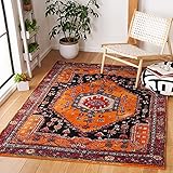 SAFAVIEH Vintage Hamadan Collection Area Rug - 5'3' x 7'6', Orange & Black, Traditional Oriental Design, Non-Shedding & Easy Care, Ideal for High Traffic Areas in Living Room, Bedroom (VTH204P)