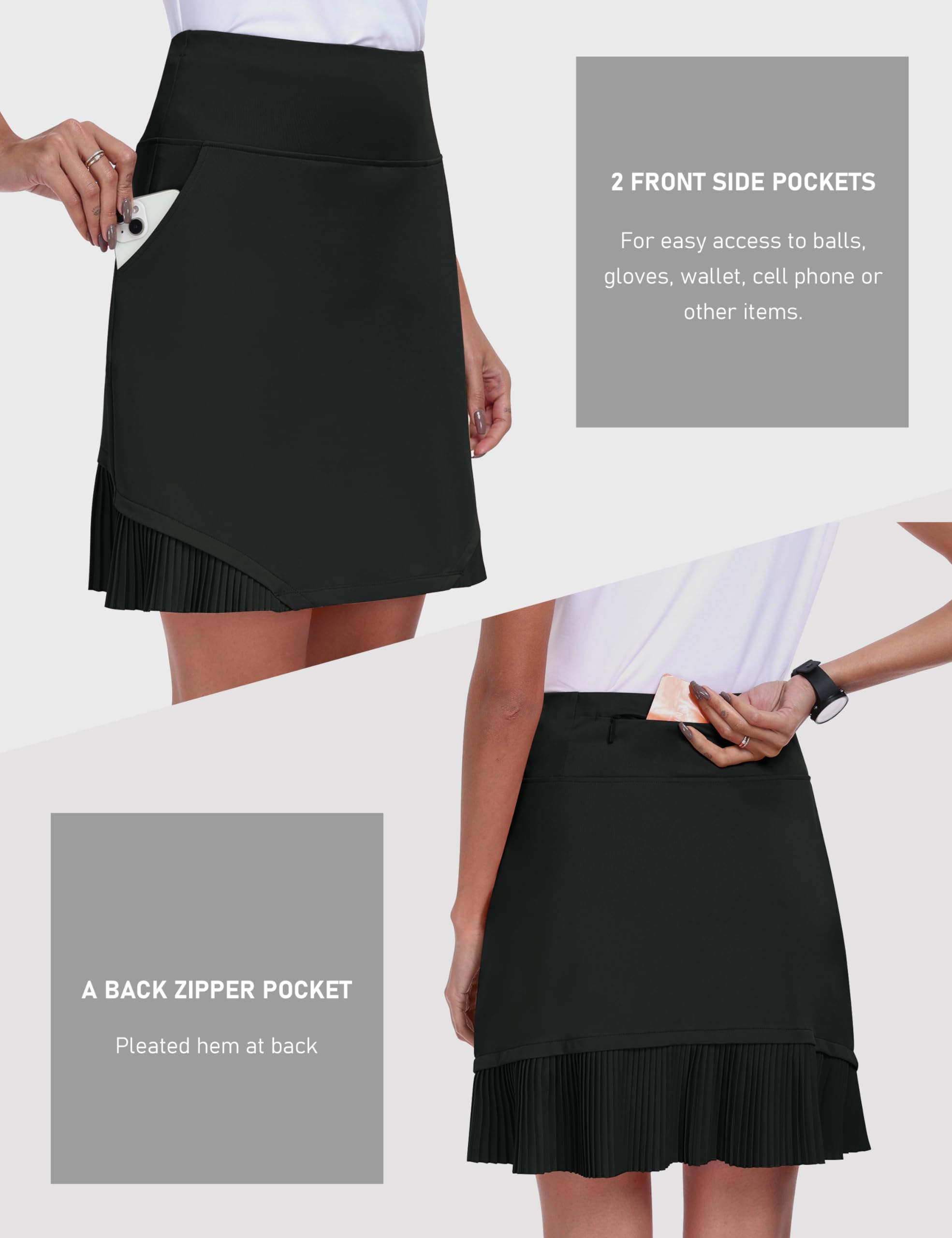 MoFiz Tennis Skort Damen Tennisröcke Knielang Sportrock hoher Taille Stretch Golfrock Outdoorrock Sportrock mit Innenhose