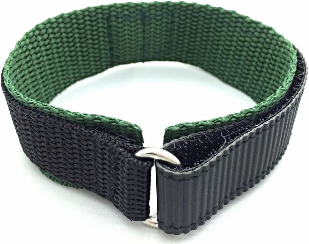 NewLife 20mm Watchband | Long, Adjustable-Length, Dark Green/Black, Nylon Watch Band | Heavy Duty, Hook and Loop, Sport Replacement Wrist Watchstrap for Men and Women