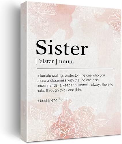 Lienzo con cita para hermana, arte para pared, diseño motivacional, definición de hermana, pintura para el hogar, oficina, decoración de pared,