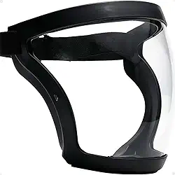 Máscara Protetora Facial Face Shield Transparente Antiembaçante com Faixa Ajustável e Borda de Silicone – Proteção Total (Preto)
