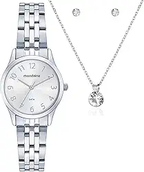 Kit Relógio Mondaine Prata Feminino 32608L0MKNE2K1 semi-joias