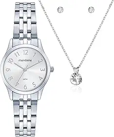 Kit Relógio Mondaine Prata Feminino 32608L0MKNE2K1 semi-joias