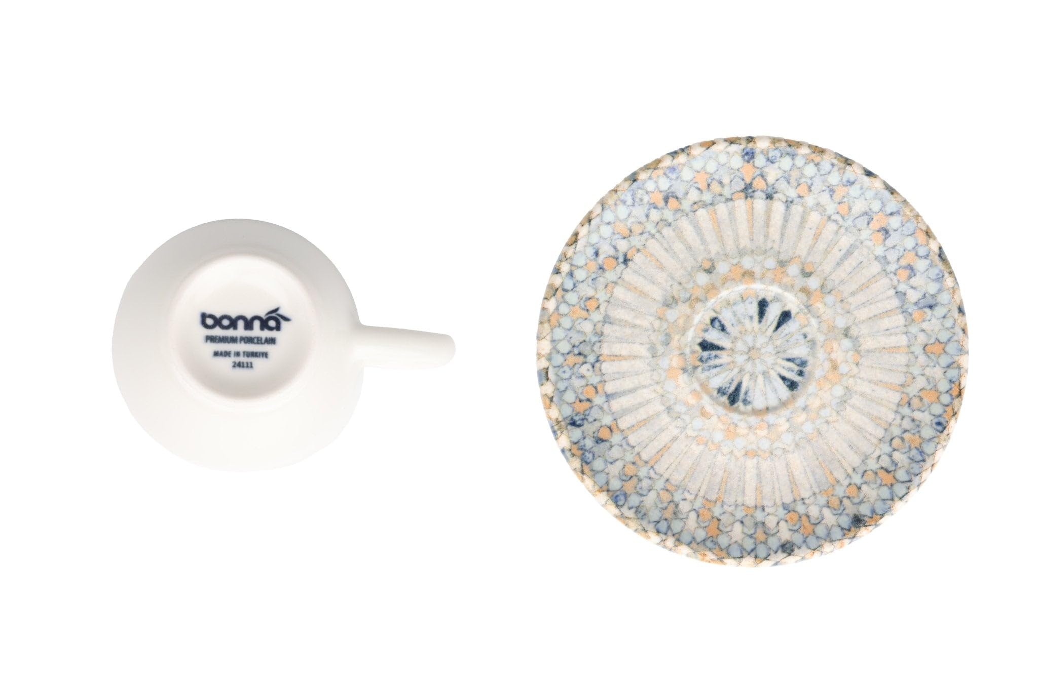 Bonna Luca Mosaic - Espressotassen und Untertasse - 80 cc - Porzellan - 6er set