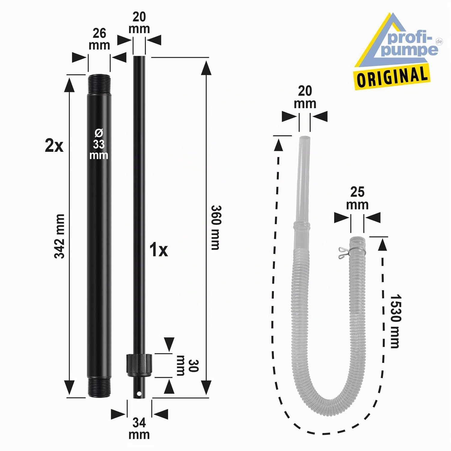 Profi-Pumpe® Universal Hand Pump 500 | Bomba Manual de Palanca para Bidón | Caudal 500ml por Carrera | Apto para AdBlue, Aceite, Anticongelante y Agua | Con Tubo Telescópico y Manguera