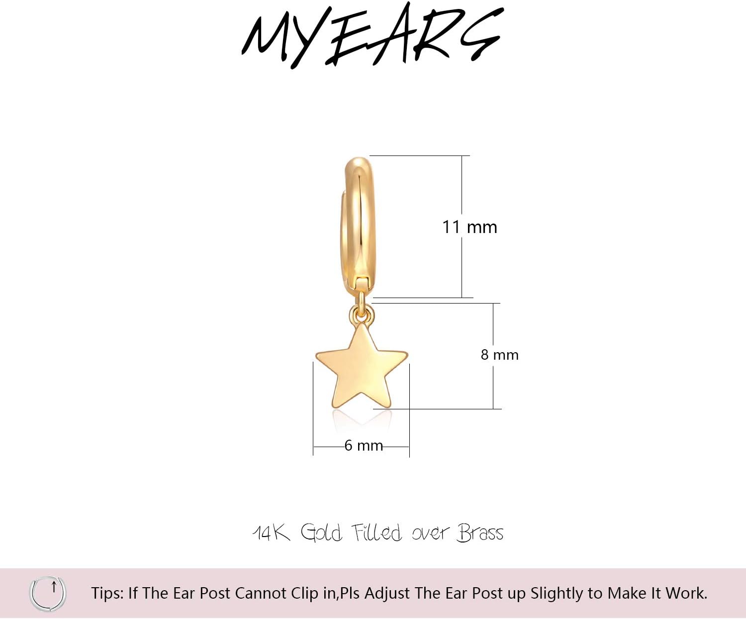 MYEARS Women Earrings Gold Huggie Hoop Dangle Drop 14K Gold Plated Small Simple Hypoallergenic Everyday Jewelry