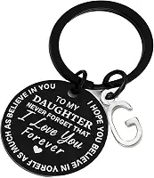 Presente inspirador para filha de mãe e pai, chaveiro de aço inoxidável com letra inicial para formatura, aniversário, Natal, G, all