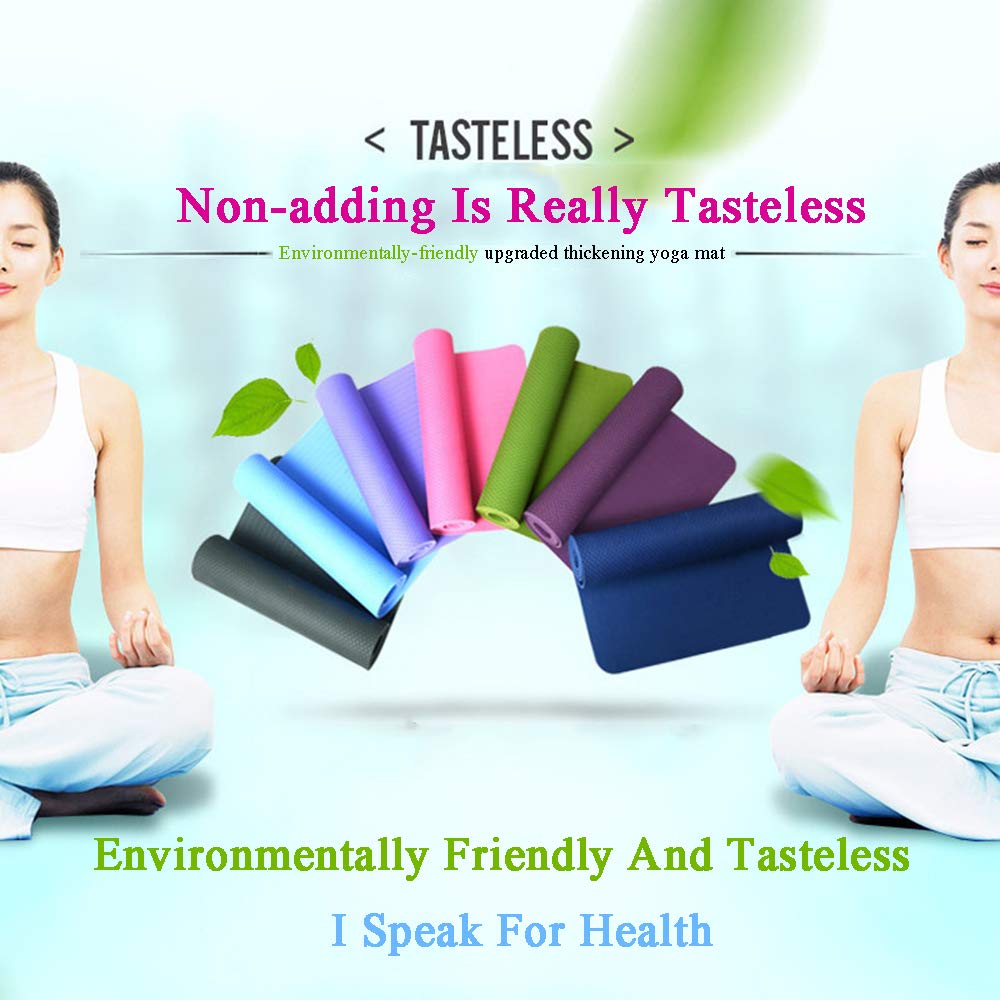 Tappetino Yoga Antiscivolo Premium, 8 mm Ecocompatibile Tappeto Esercizi Fitness per Casa e in Viaggio, Alto Spessore e Densità Memory Foam, Non Tossico Tappetini Palestra, Blue
