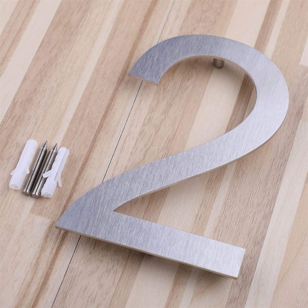 W-L Number 2 House Numbers 5 Inch Modern Floating House Numbers, Stainless Steel 304 Brushed Nickel Address Number (Color : )