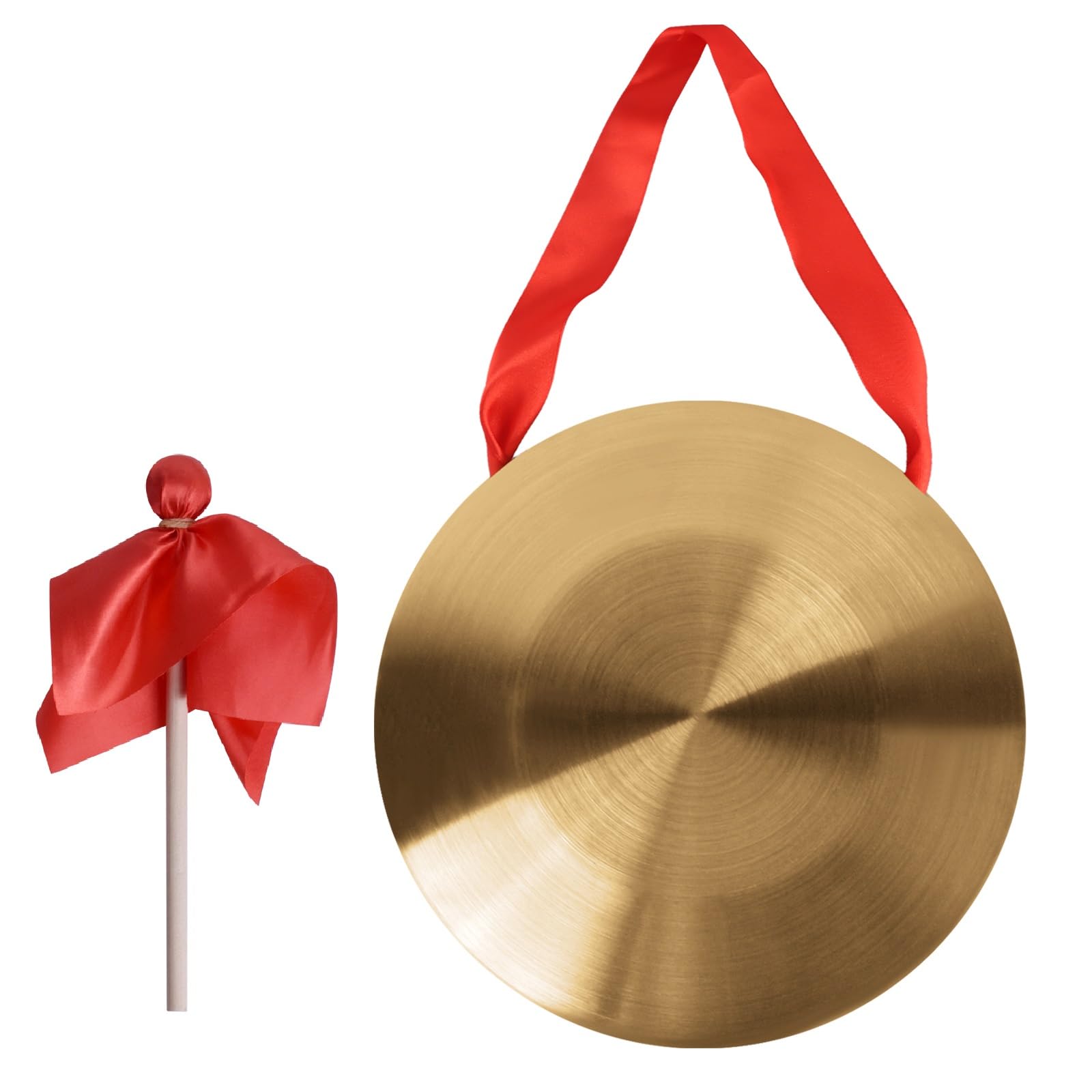 Mini Gong en Cuivre, Maillet - Instrument de Percussion Traditionnel Chinois en Laiton pour Mariage, Fête et Église
