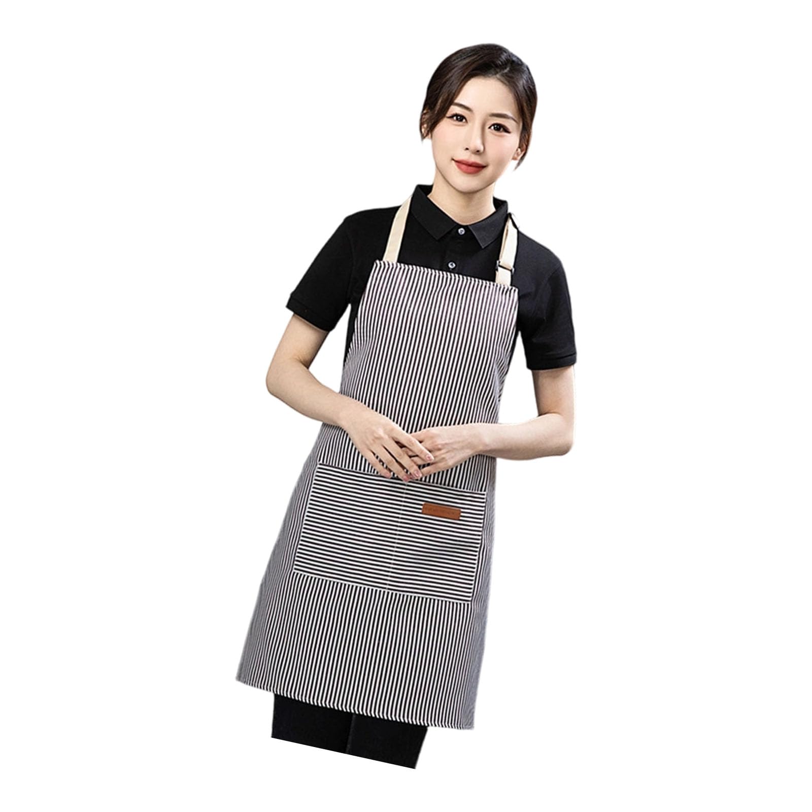 Tsophreniq Classical Striped Kitchen Apron with Adjustable Neckstrap Breathable Polycotton Apron for Cooking Baking and Grilling Stain Resistantes Cotton