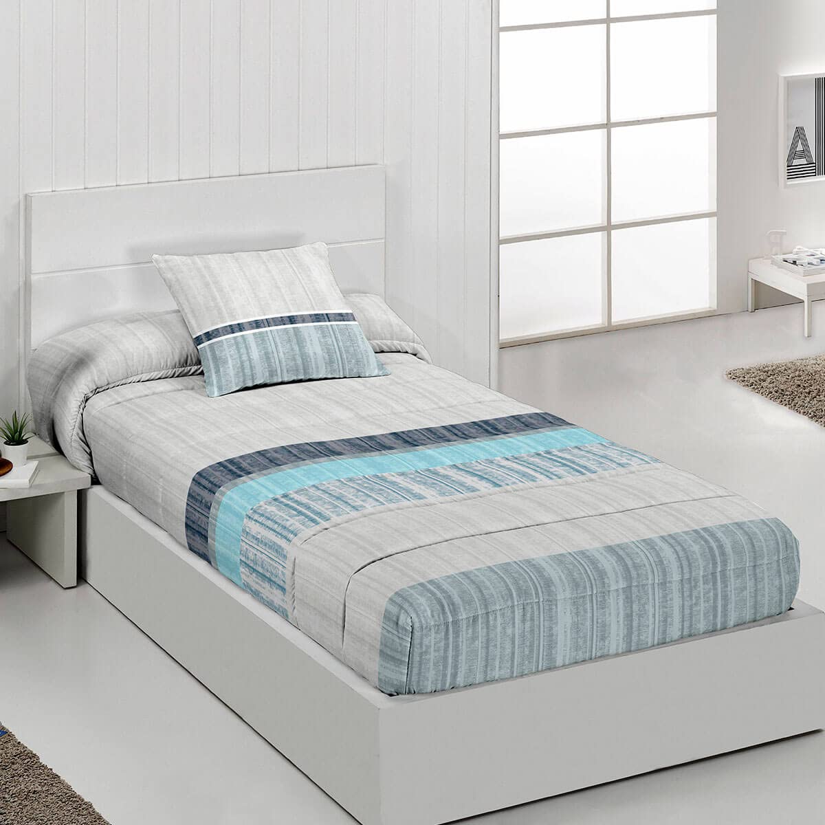 Lanovenanube Edredón Ajustable Bombay - Cama 90 cm - Color Azul