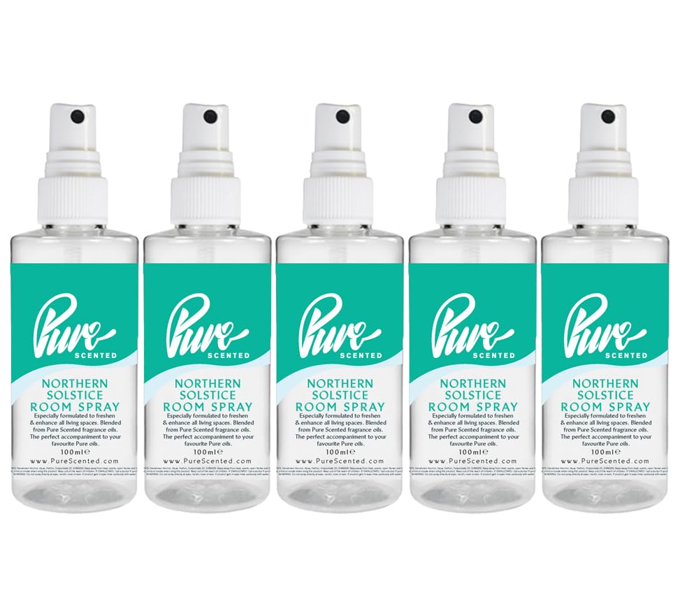 "Pure Scented 500ml Room & Fabric Sprays 5 x 100ml Suitable For Home, Car, Caravan, Work, Gym Bags, Odour Eliminators (5 x 100ml, Northern Solstice Outdoorable)"