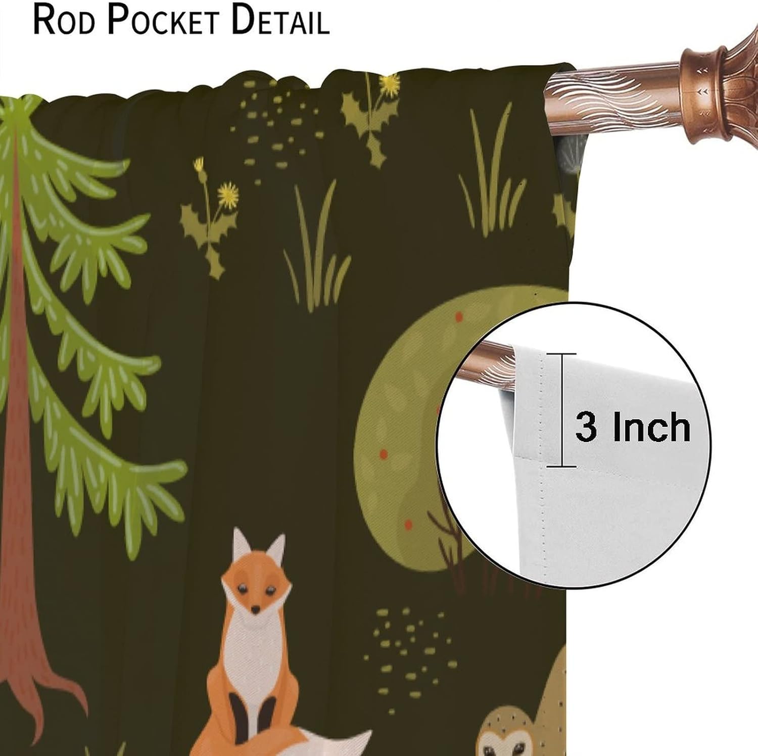 Kids Animal Curtains,Cartoon Forest Woodland Cute Jungle Bear Rabbit Deer Fox Print Window Treatments for Boys Girls Bedroom Living Room Nursery Study 2 Panels Total Size 42 x 45 Inch