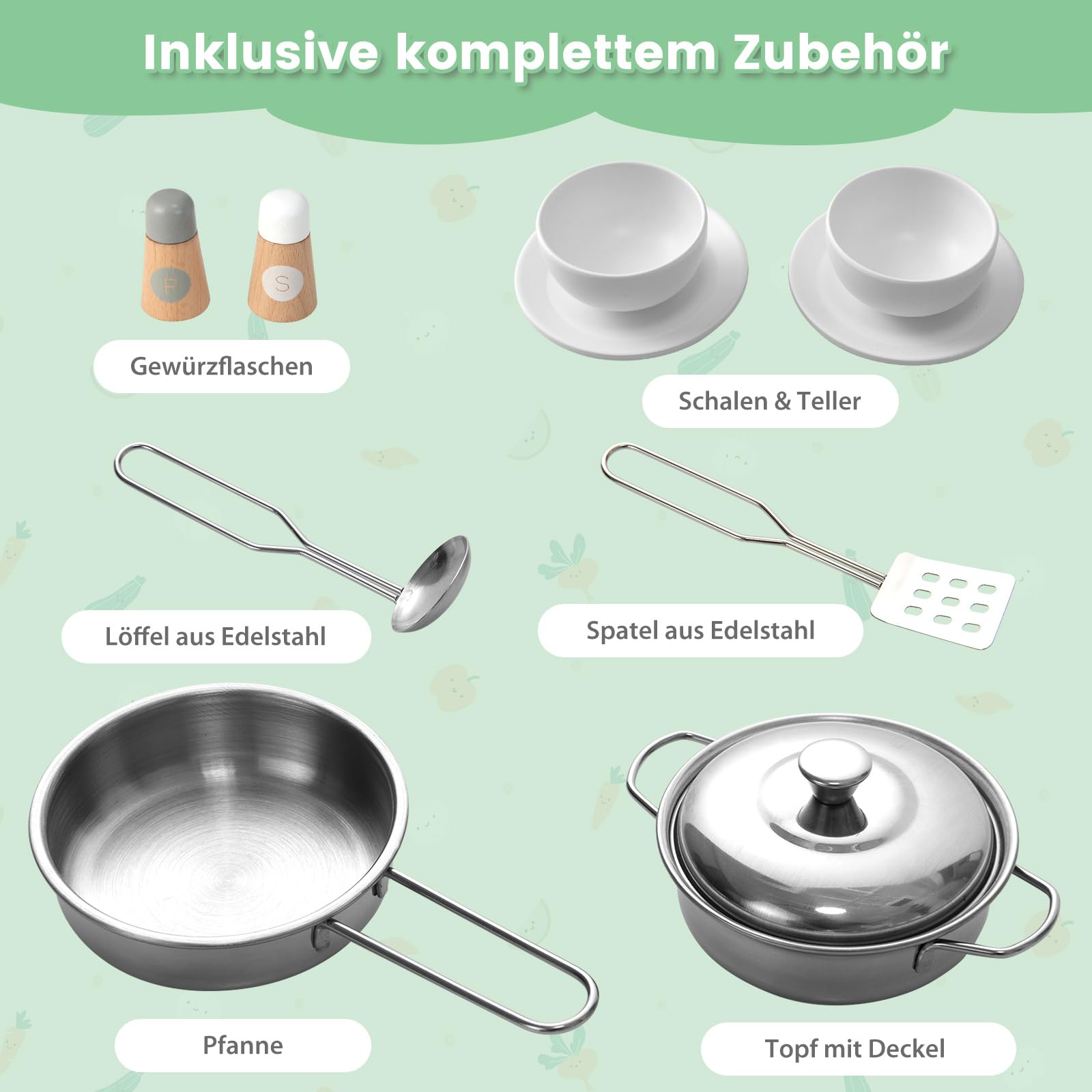 COSTWAY 2 in 1 Kinderküche mit Zubehör, Spielküche mit Restaurant zum Kochen & Servieren, Holzküche inkl. Wasserhahn Spüle Herd Ofen Handtuchhalter Haken, Spielzeugküche für Kinder ab 3 Jahren