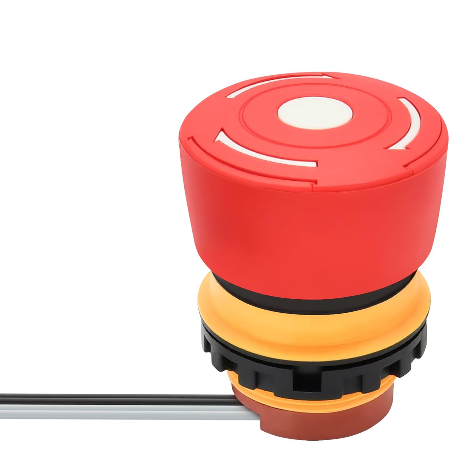 Ultra-Short 22mm Emergency Stop Switch with Wire 2NC 4Pin 2-Way; 7/8" Hole; IP65 Waterproof; 5 Amp 250VAC; 14mm Behind the Panel Space-Saving
