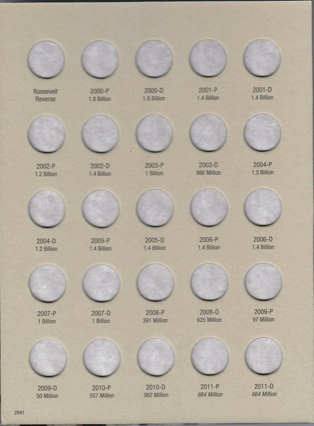 H.E. Harris & Co. US Dime Folder Set Mercury and Roosevelt 1916 to Present Day #’s 2683,2684,2685,2941