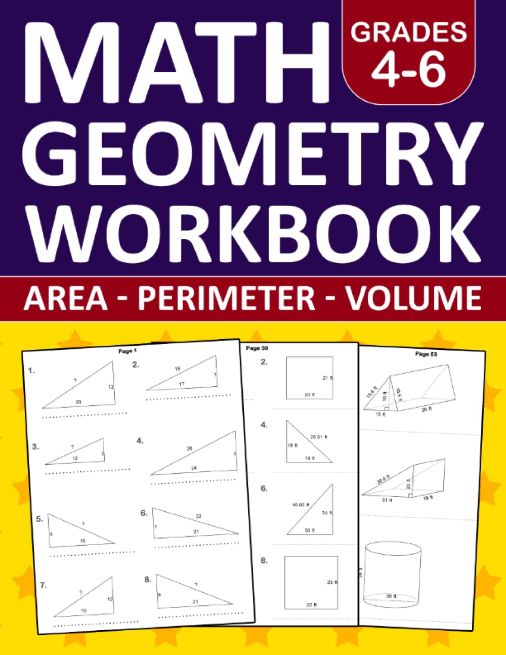 Math Geometry Workbook For Grades 4-6 - Area, Perimeter, and Volume: Geometry Math Practice Workbook For 4th Grade,5th Grade,6th Grade With More Than ... Exercises Book For Homeschool or Classroom