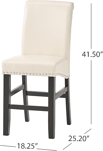 Miniatura 7 de Christopher Knight Home Lisette Taburetes de cuero para mostrador, juego de 2 piezas, color marfil