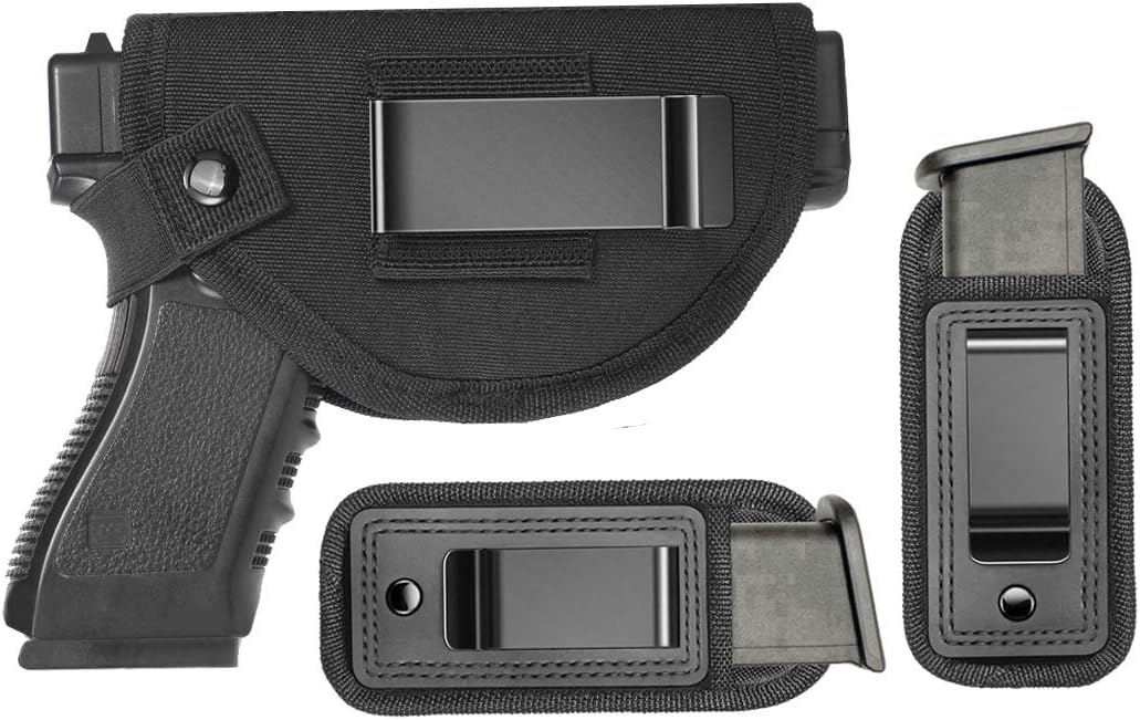 Tenako Universal Gun Holster Magazine Pouch Right Left IWB OWB Hand Inside Concealed Carry Holster for Single Double Stack Mags S&W M&P Shield for Glock 17 19 23 25 26 27 29 30 32 42 43 Springfield