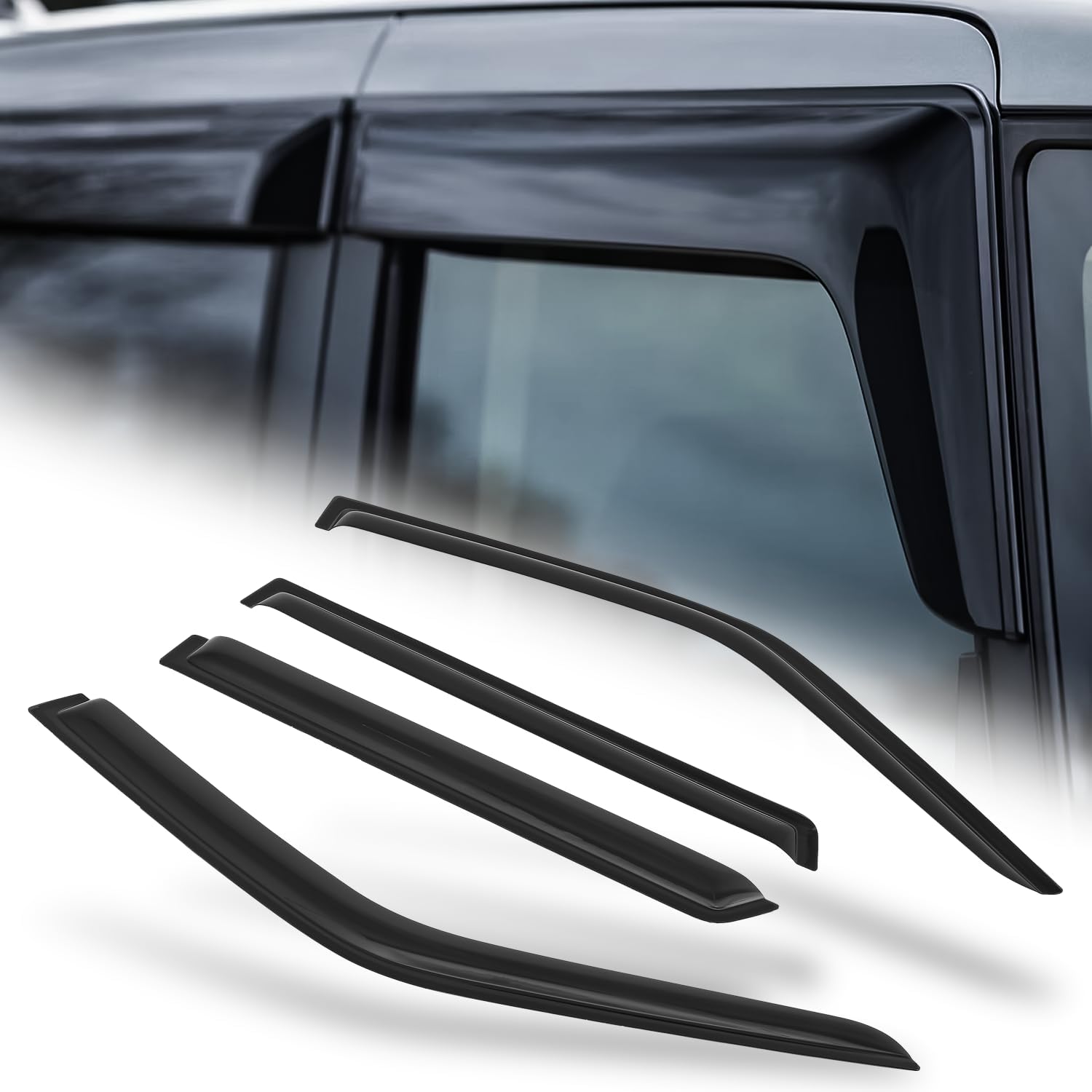 M-AUTO Outside Mount Window Visors Compatible with 96-04 Nissan Pathfinder 4-Dr, Tape-On Rain Guards Shields, 4 PCs